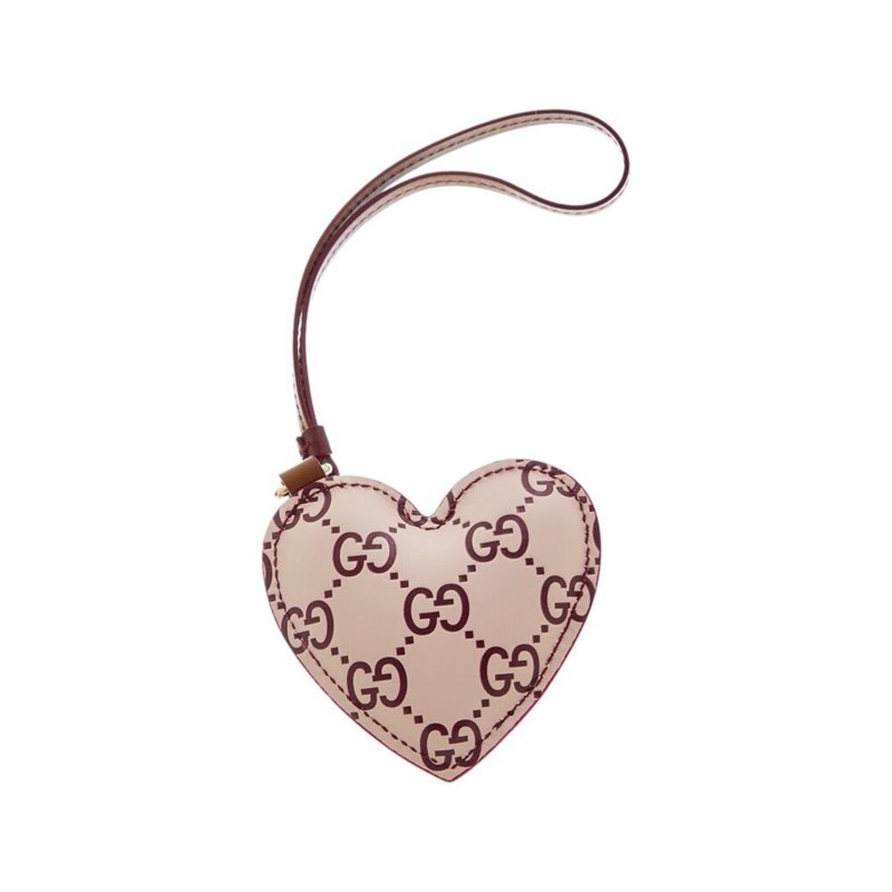 Gucci Gg Leather Heart-Shaped Keychain, Pink